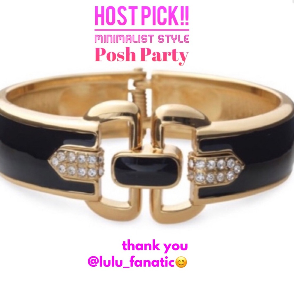 Stella & Dot | Duchess Gold + Black Enamel + Crystal Embellished Hinge B… - Picture 10 of 11